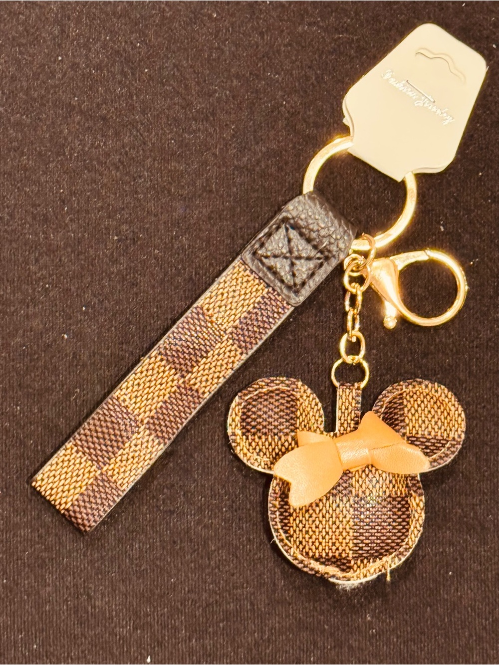 Cartoon Bow Mouse Ears Keychain Cute Animal PU Leather Keychain Bag Charm NWT